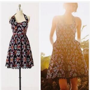Anthropologie Edme & Esyllte Full Skirted Pinup Girl Primula Halter Dress 4